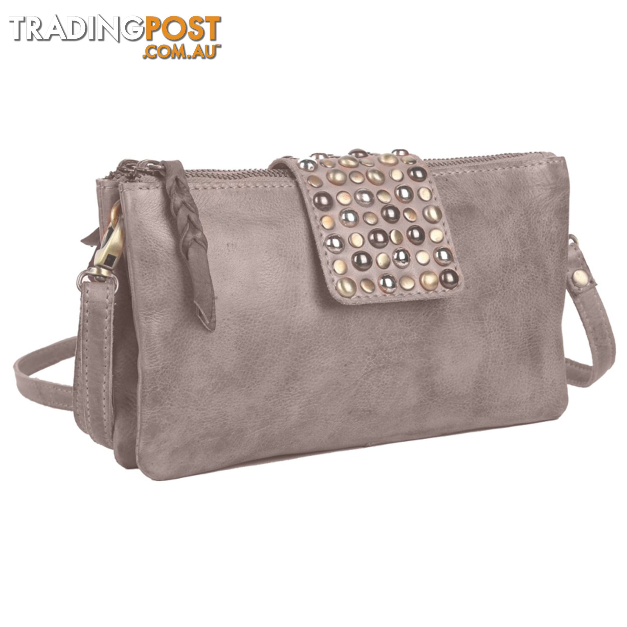 WALDEN GREY GENUINE LEATHER LADIES HANDBAG