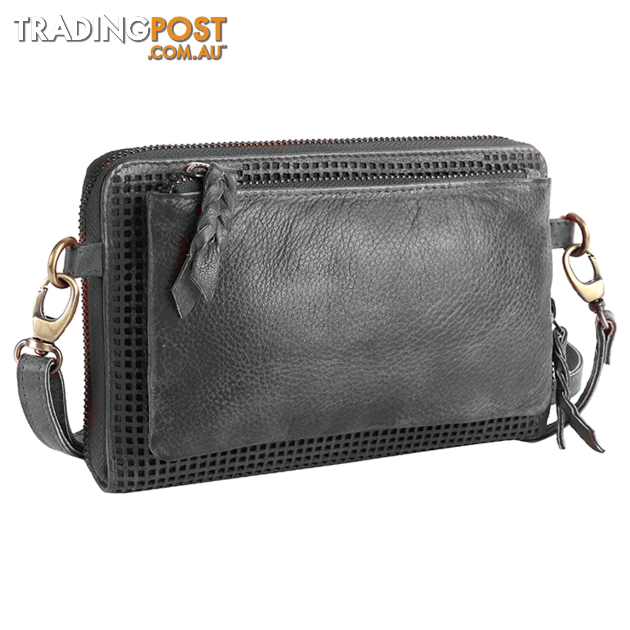 WADE DARK GREY GENUINE LEATHER LARGE WALLET