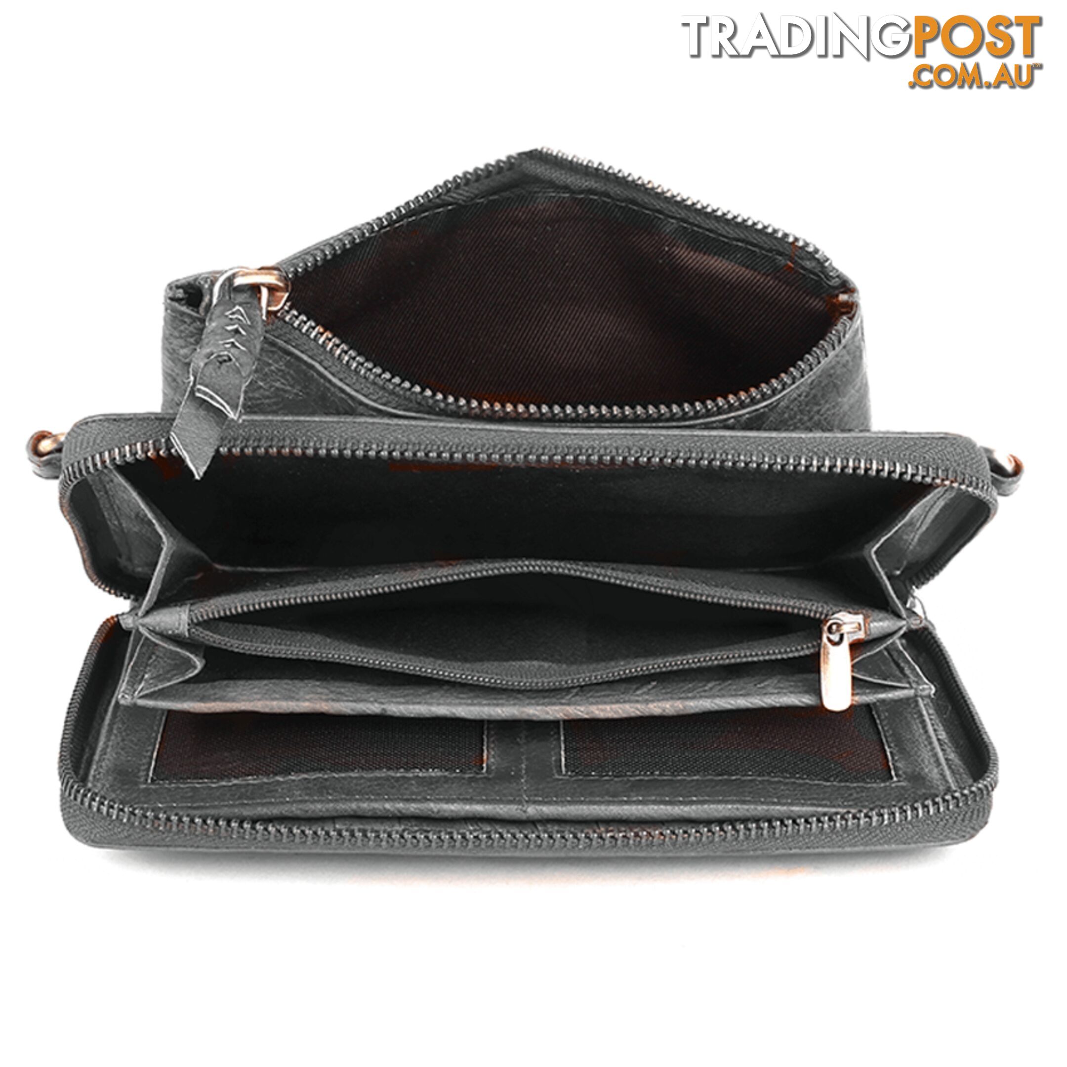 WADE DARK GREY GENUINE LEATHER LARGE WALLET