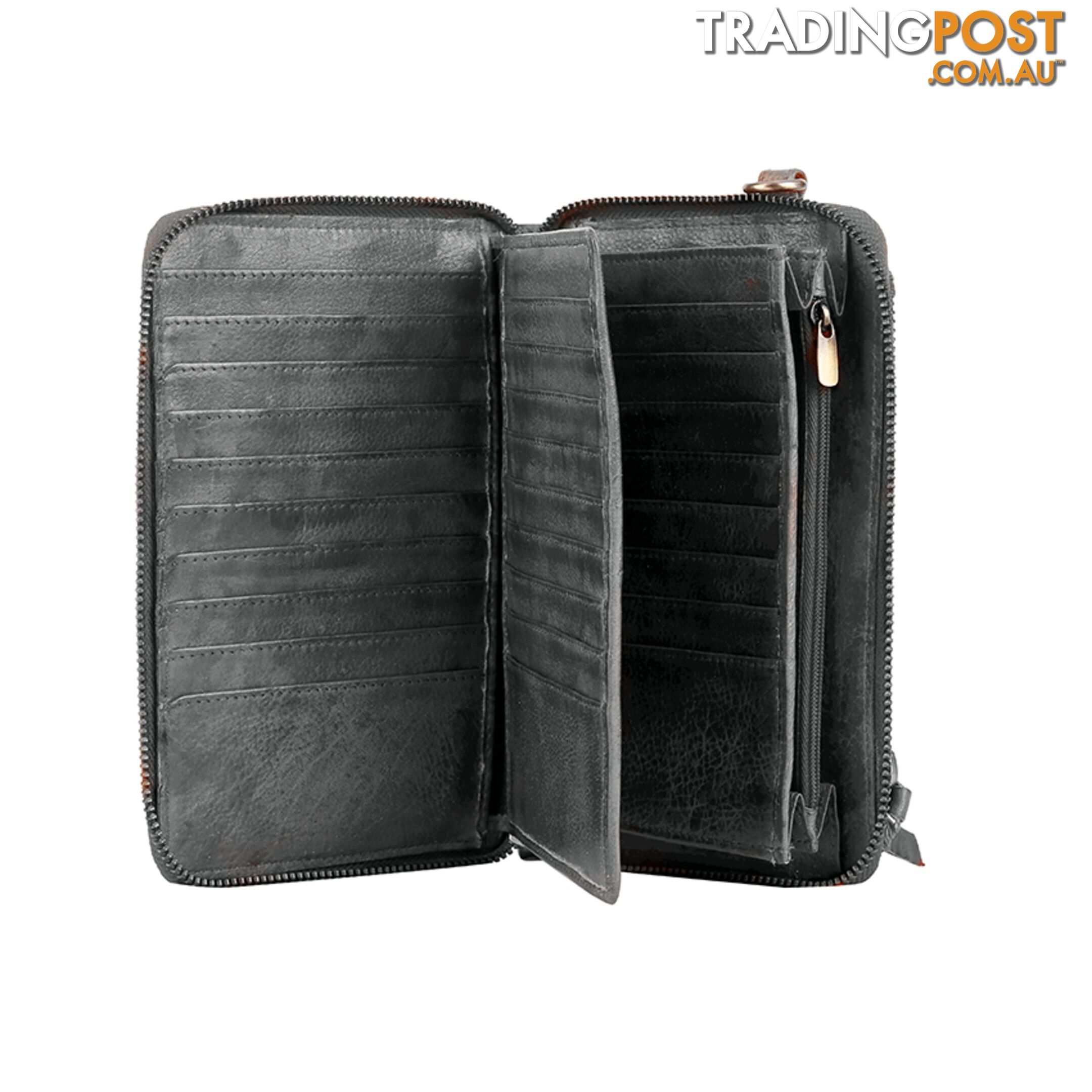 WADE DARK GREY GENUINE LEATHER LARGE WALLET