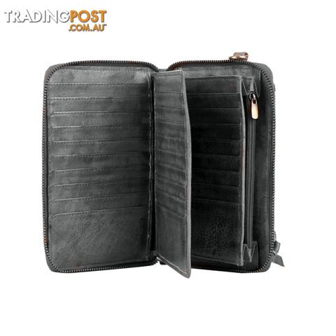 WADE DARK GREY GENUINE LEATHER LARGE WALLET