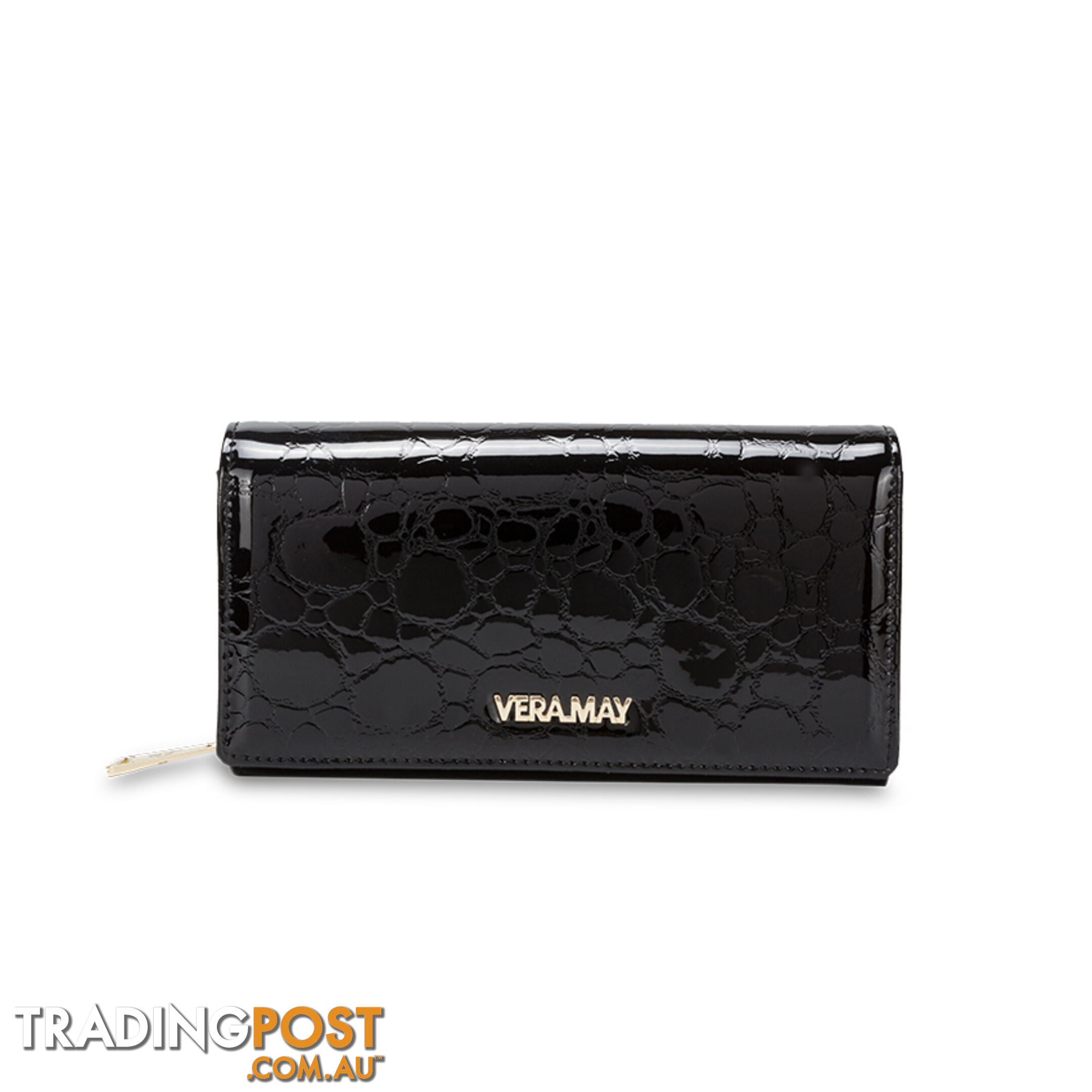 LW3L Black Patent Genuine Leather Wallet