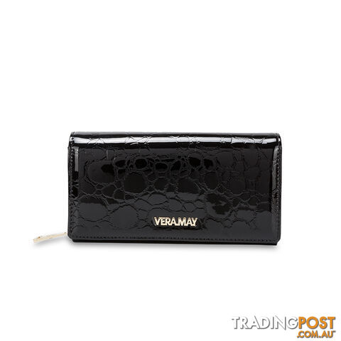 LW3L Black Patent Genuine Leather Wallet