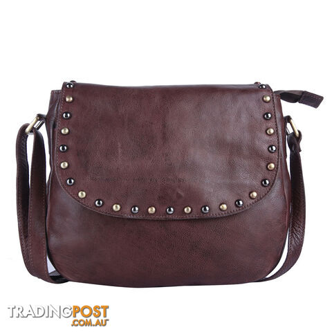 BARNES Brown Genuine Leather Crossbody Womens Bag