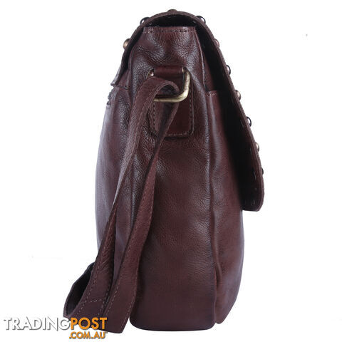 BARNES Brown Genuine Leather Crossbody Womens Bag