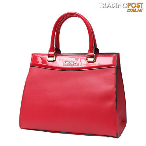 AMANDA RED FAUX LEATHER PATENT WOMENS HANDBAG