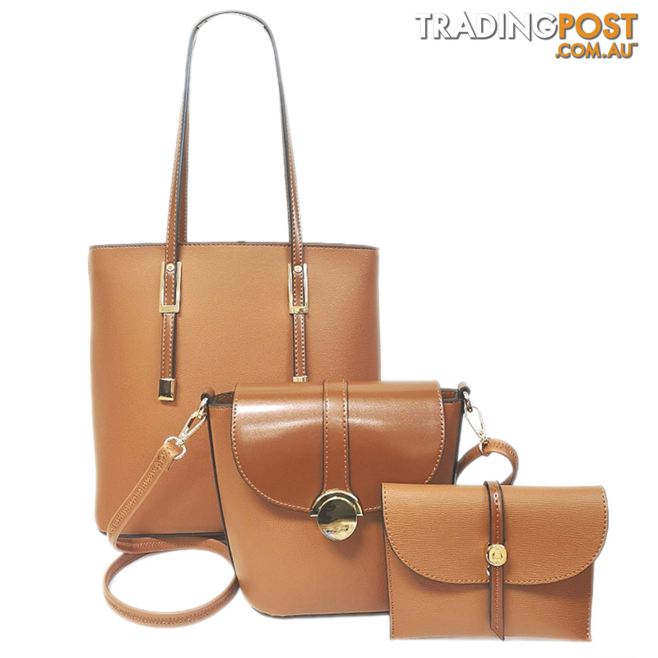 CHRISTINE 3 PACK NUDE VEGAN LEATHER LADIES HANDBAG SET