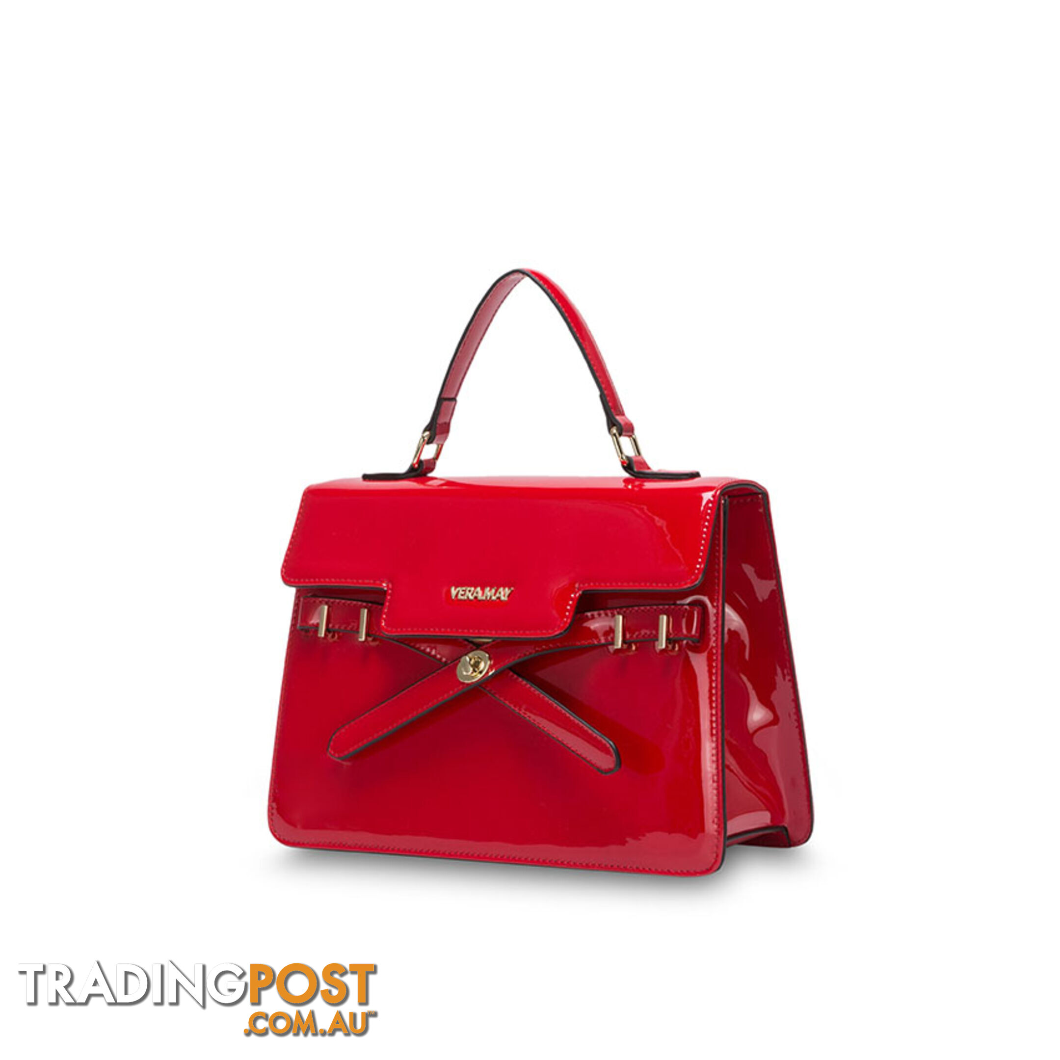 EZRA Patent Red Luxe Designer Womens Handbags