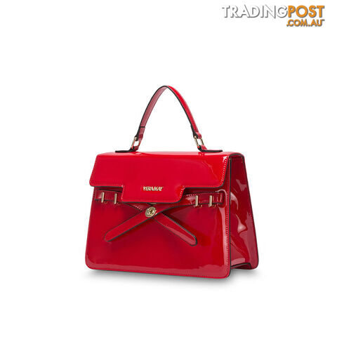 EZRA Patent Red Luxe Designer Womens Handbags
