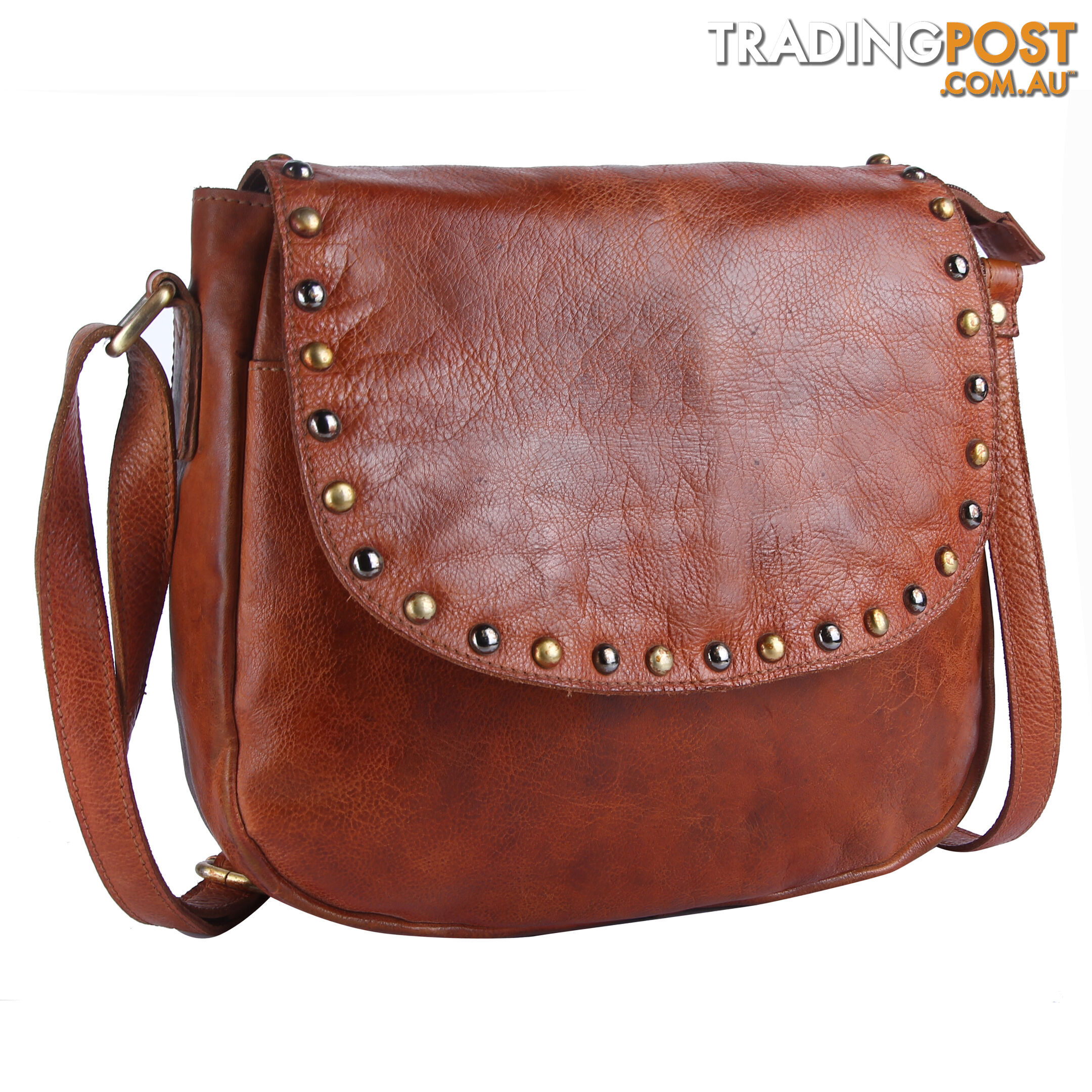 BARNES Tan Genuine Leather Womens Crossbody Bag