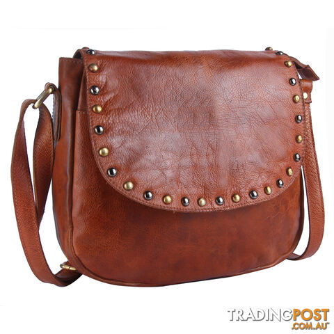 BARNES Tan Genuine Leather Womens Crossbody Bag