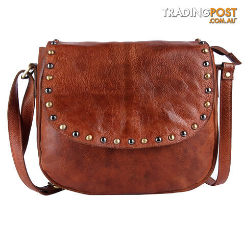 BARNES Tan Genuine Leather Womens Crossbody Bag