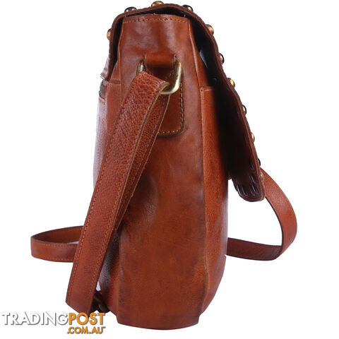 BARNES Tan Genuine Leather Womens Crossbody Bag