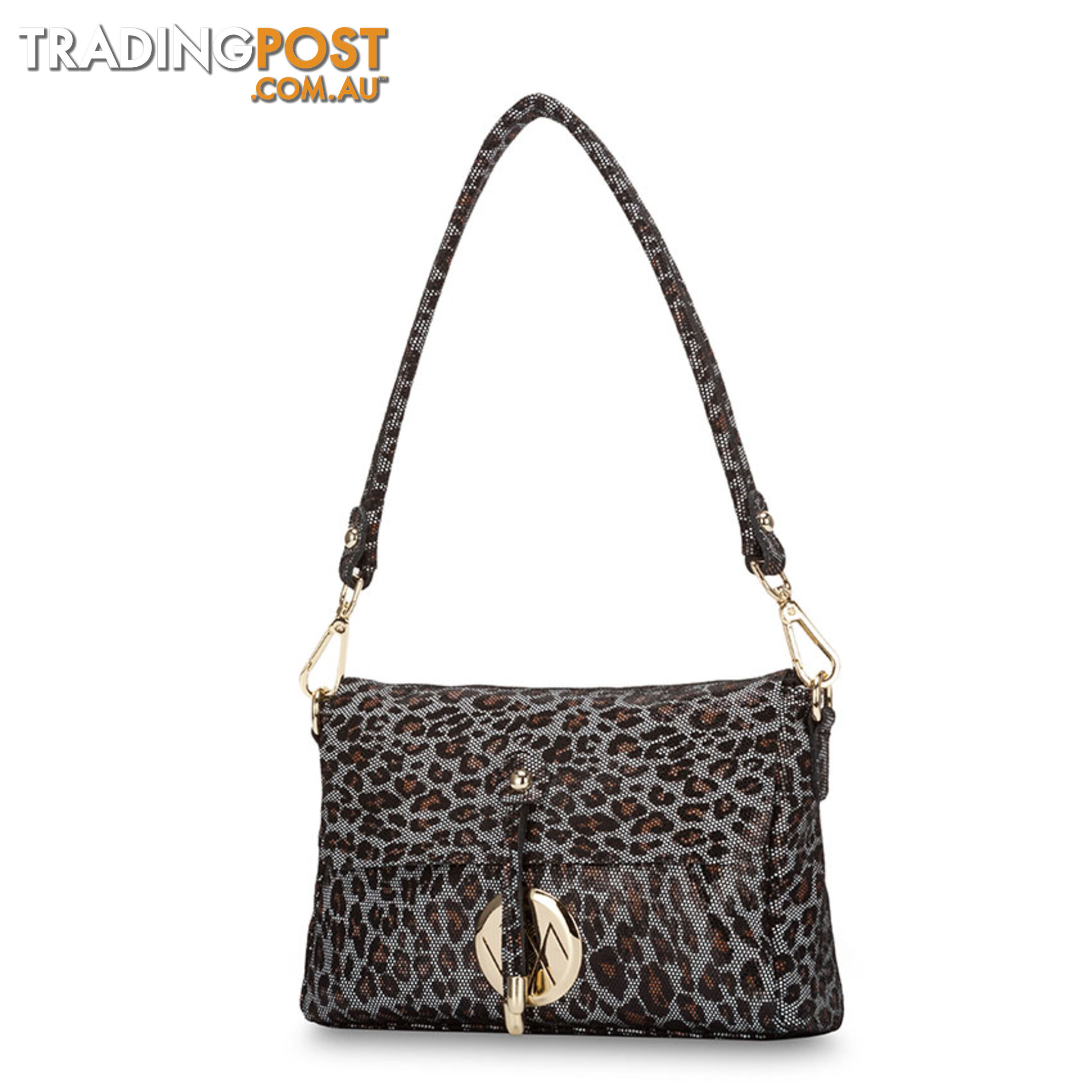 Jules Black Leopard Crossbody Genuine Leather Womens Handbag