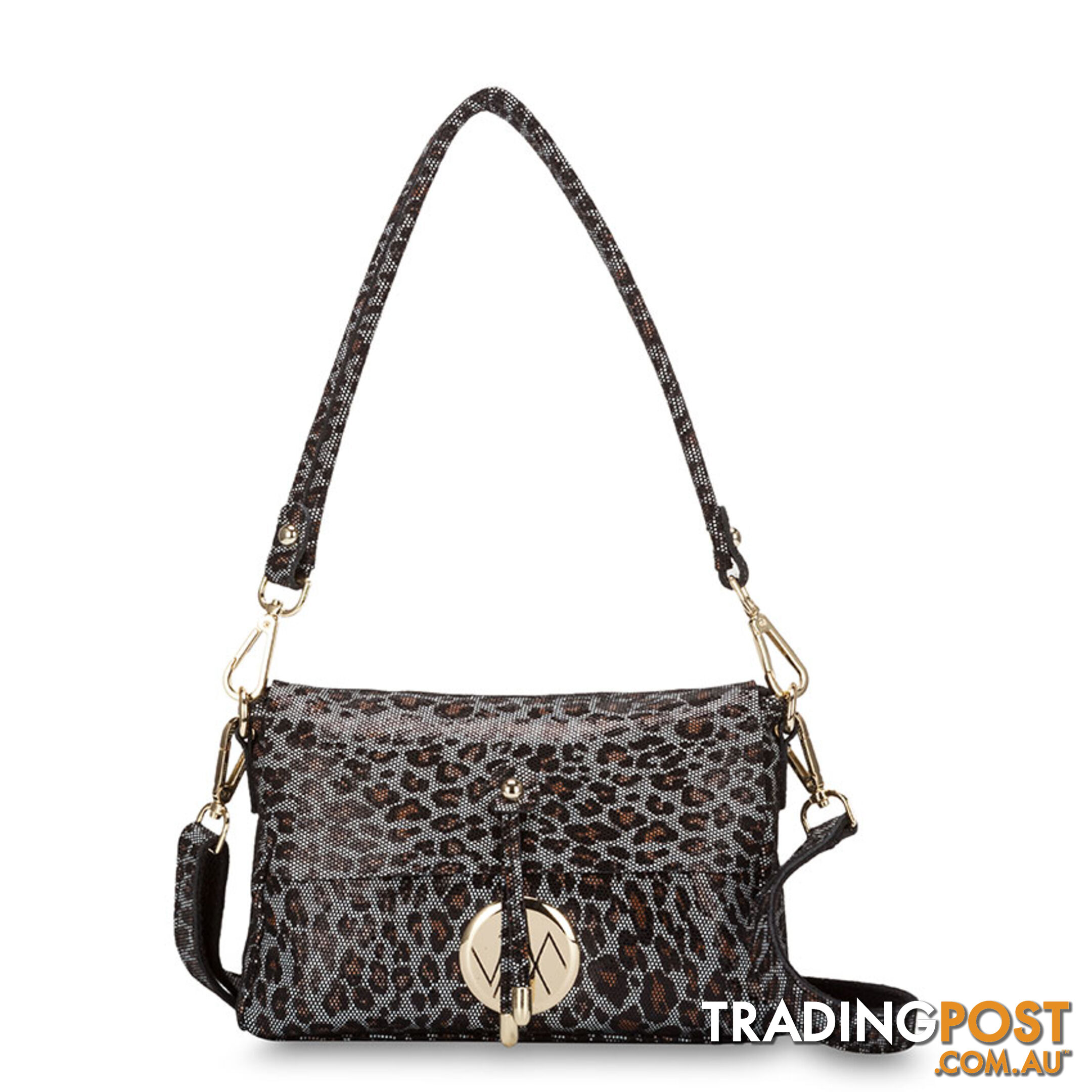 Jules Black Leopard Crossbody Genuine Leather Womens Handbag