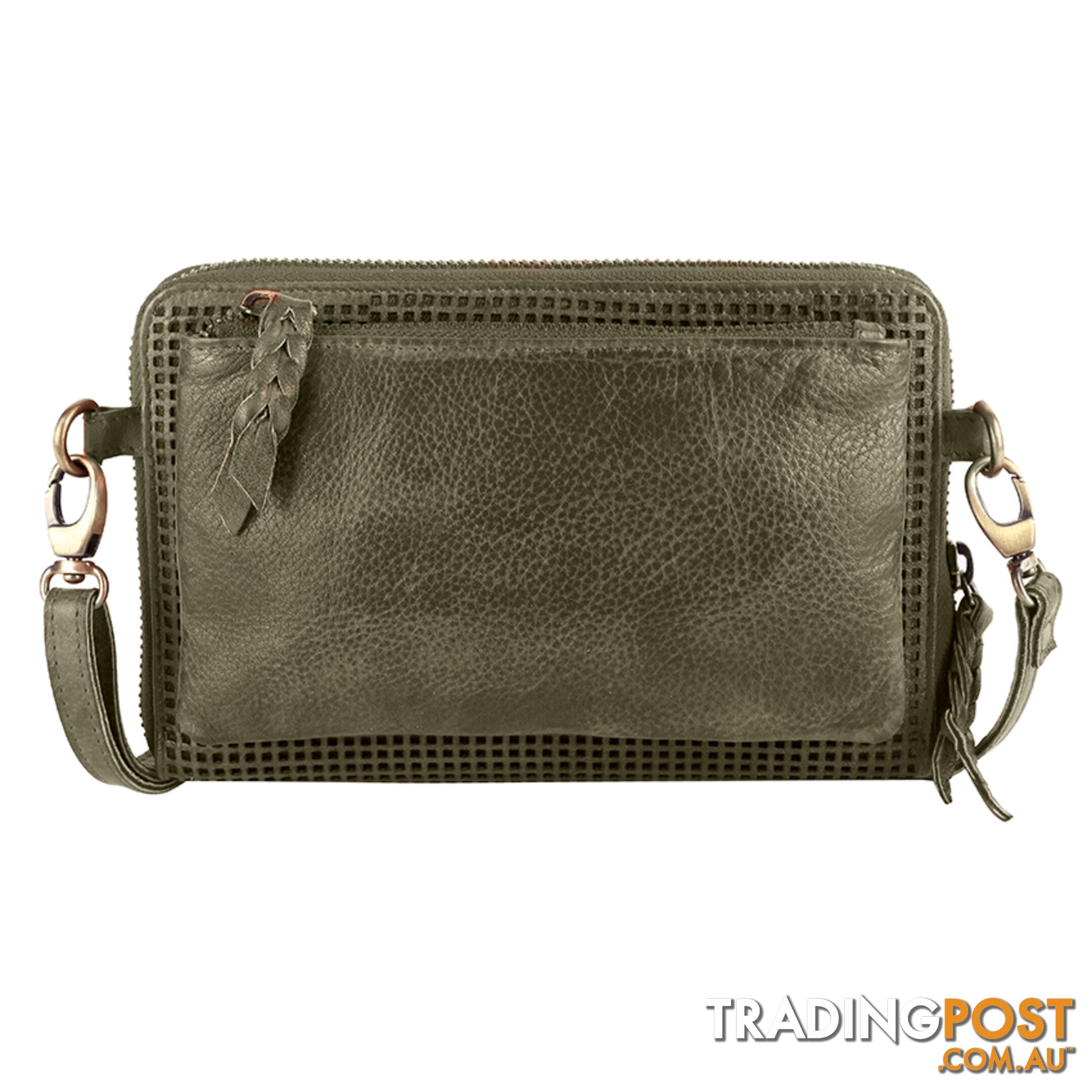 WADE OLIVE GENUINE LEATHER LARGE WALLET