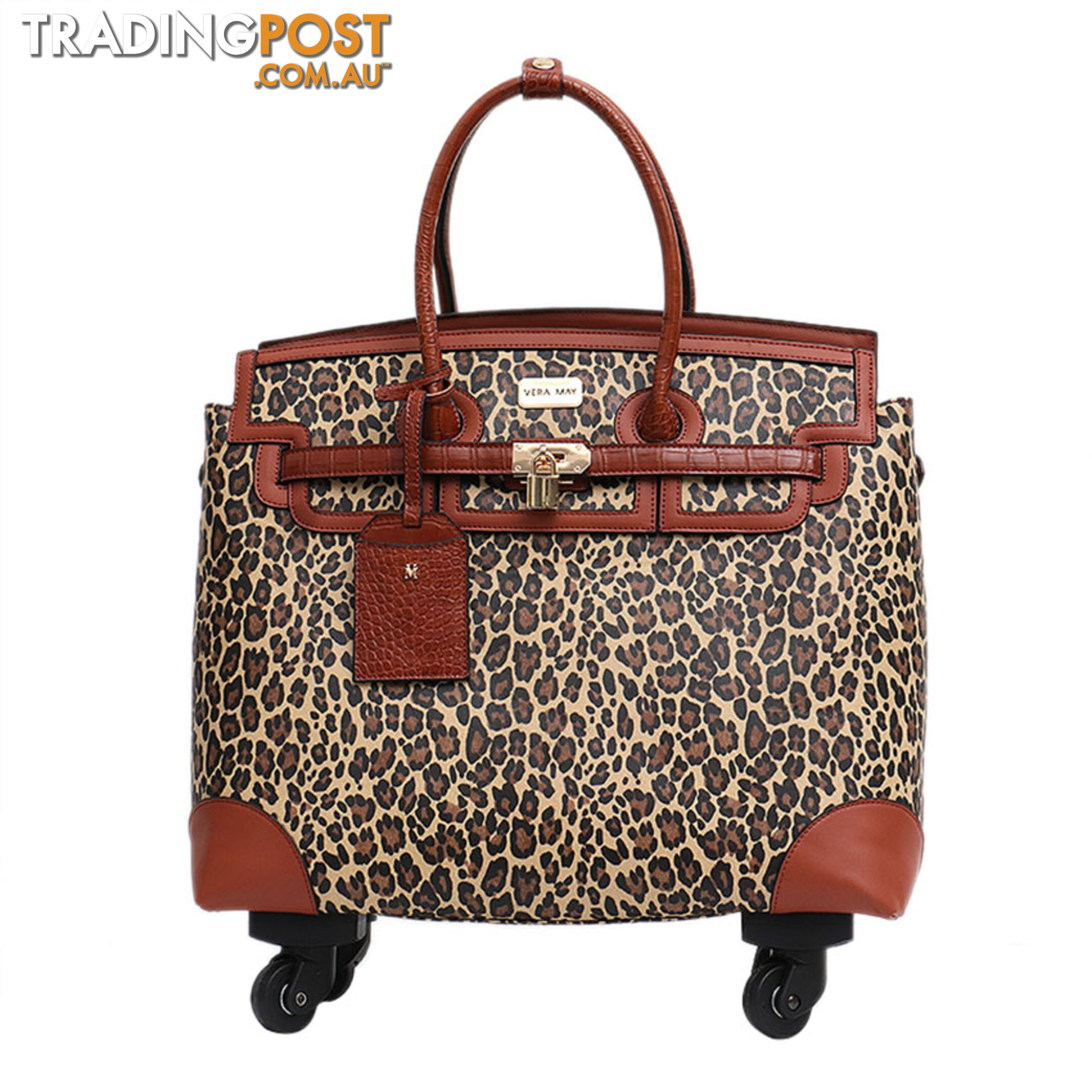 GORGEOUS LEOPARD PRINT TROLLEY TRAVEL BAG