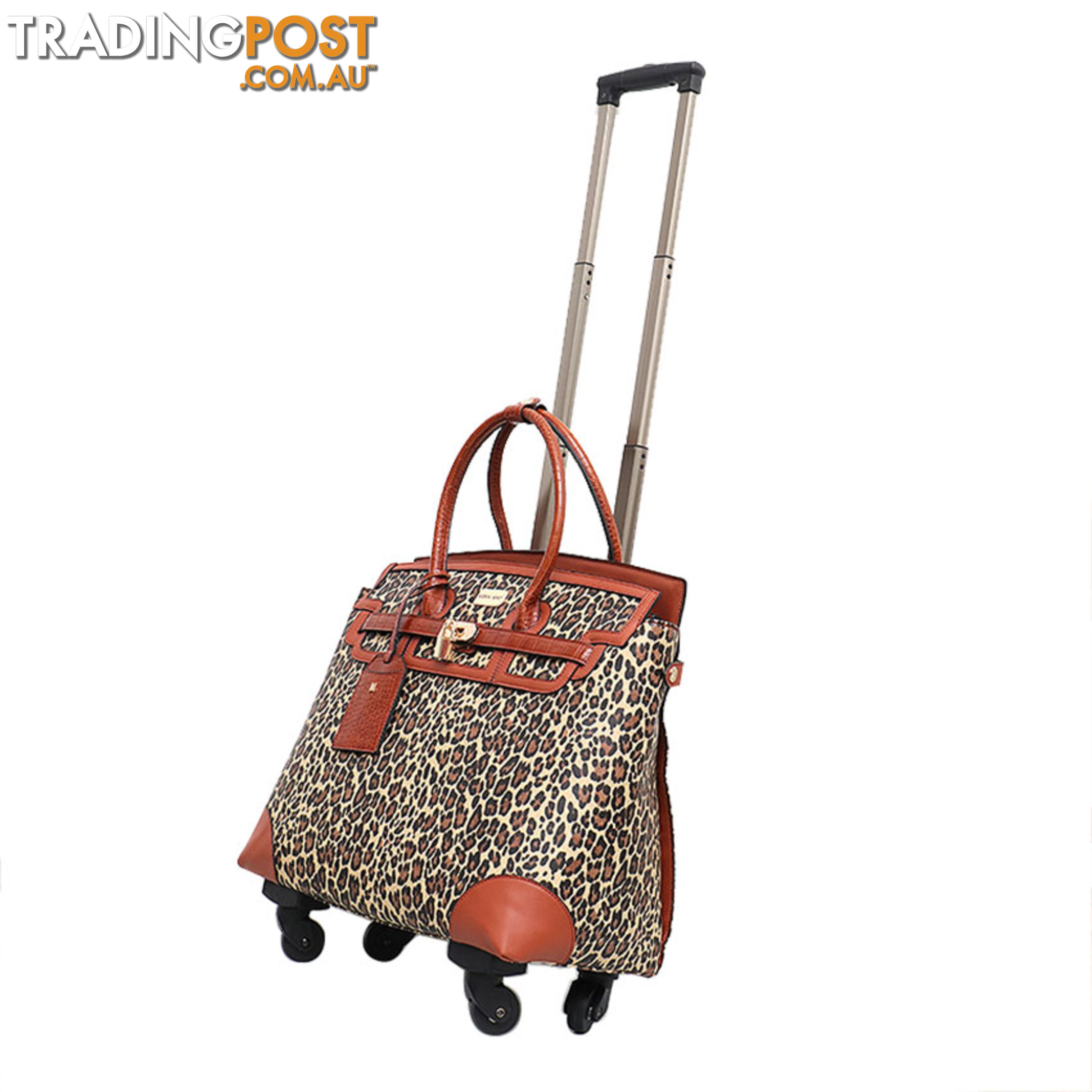 GORGEOUS LEOPARD PRINT TROLLEY TRAVEL BAG