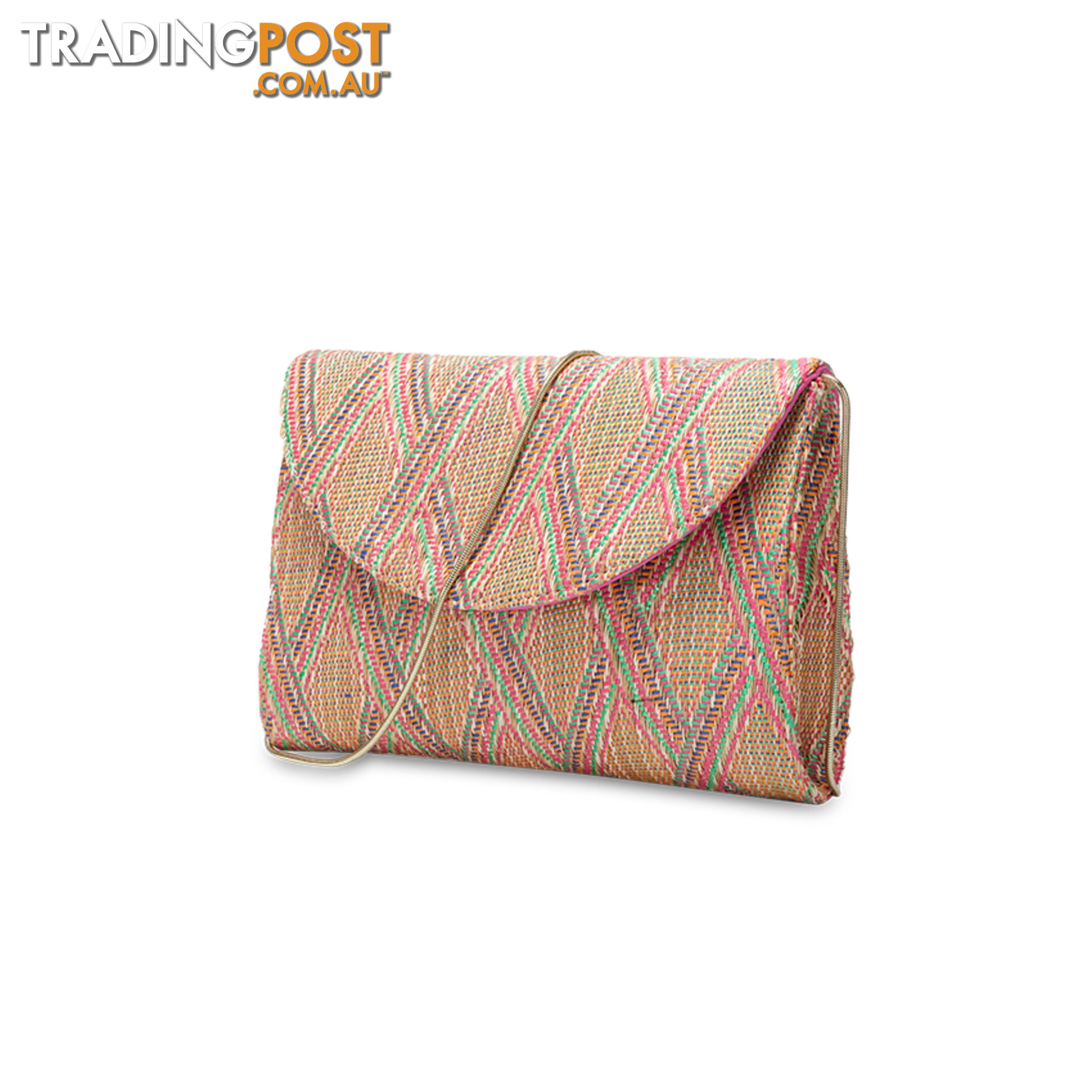 TAYLOR Pink Woven Summer Clutch