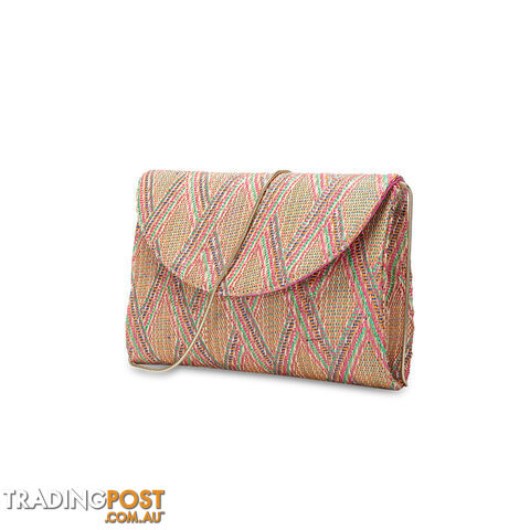 TAYLOR Pink Woven Summer Clutch