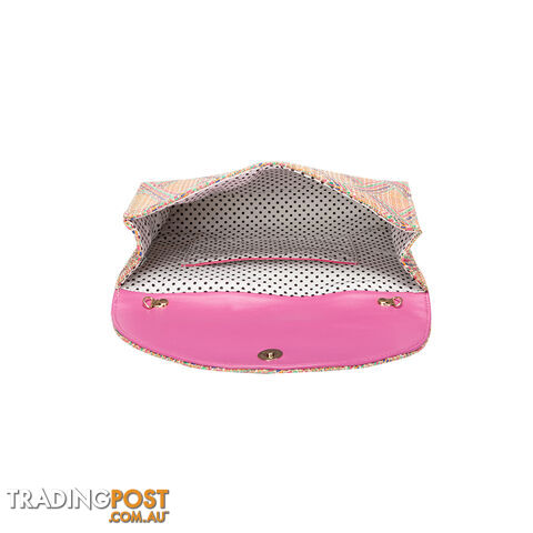 TAYLOR Pink Woven Summer Clutch