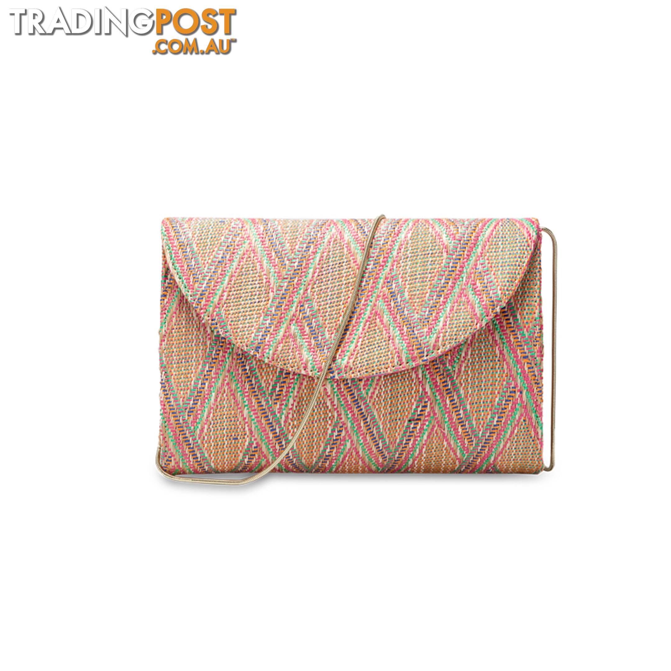 TAYLOR Pink Woven Summer Clutch