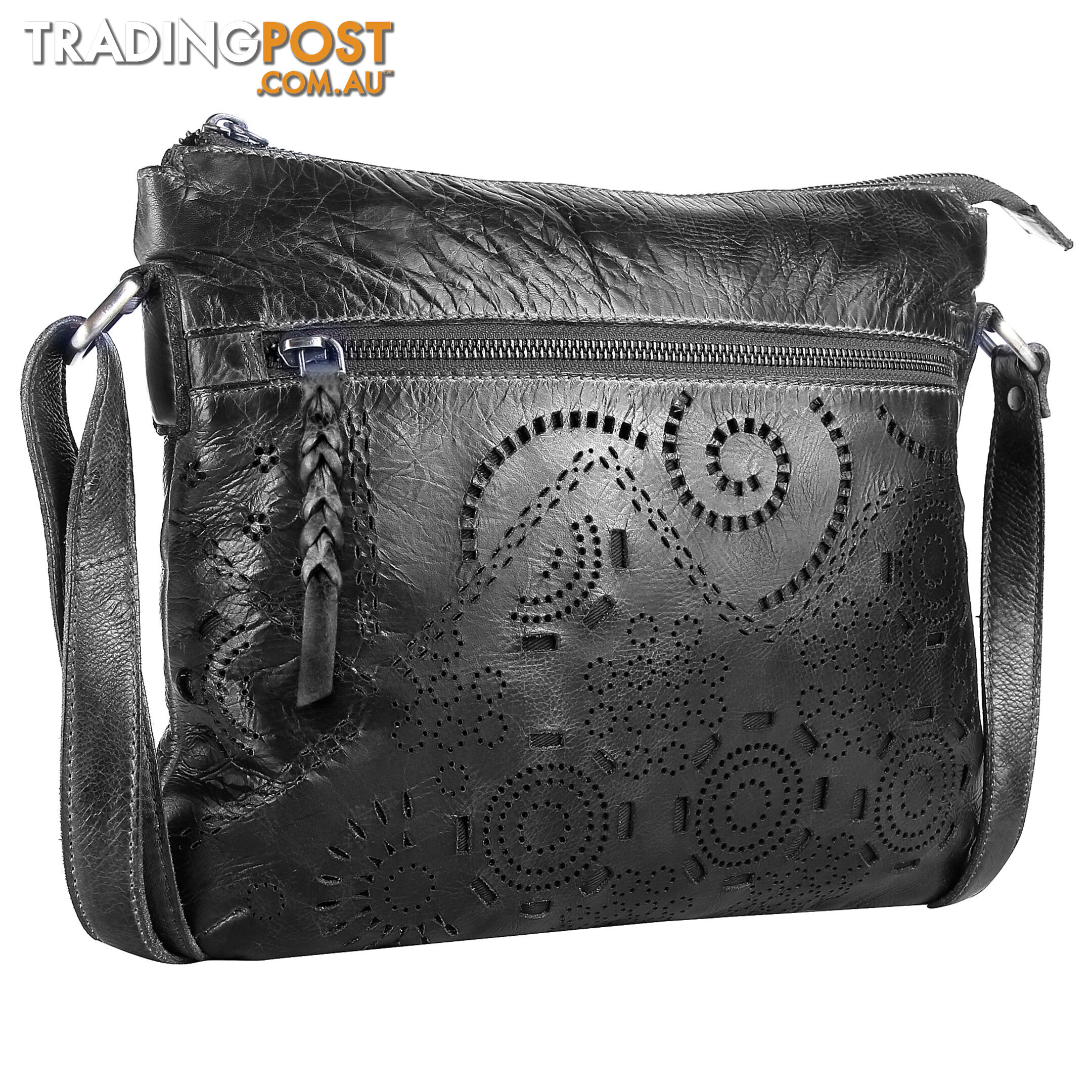 BALLARD Black Genuine Leather  Womens Crossbody Bag