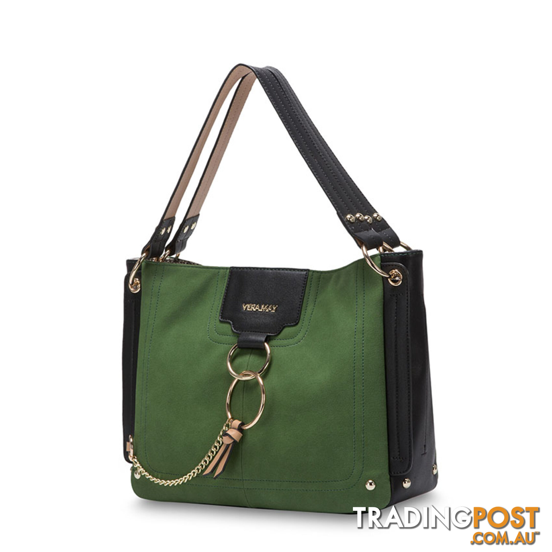 HATTIE Green Faux Leather Womens Handbag