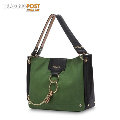 HATTIE Green Faux Leather Womens Handbag