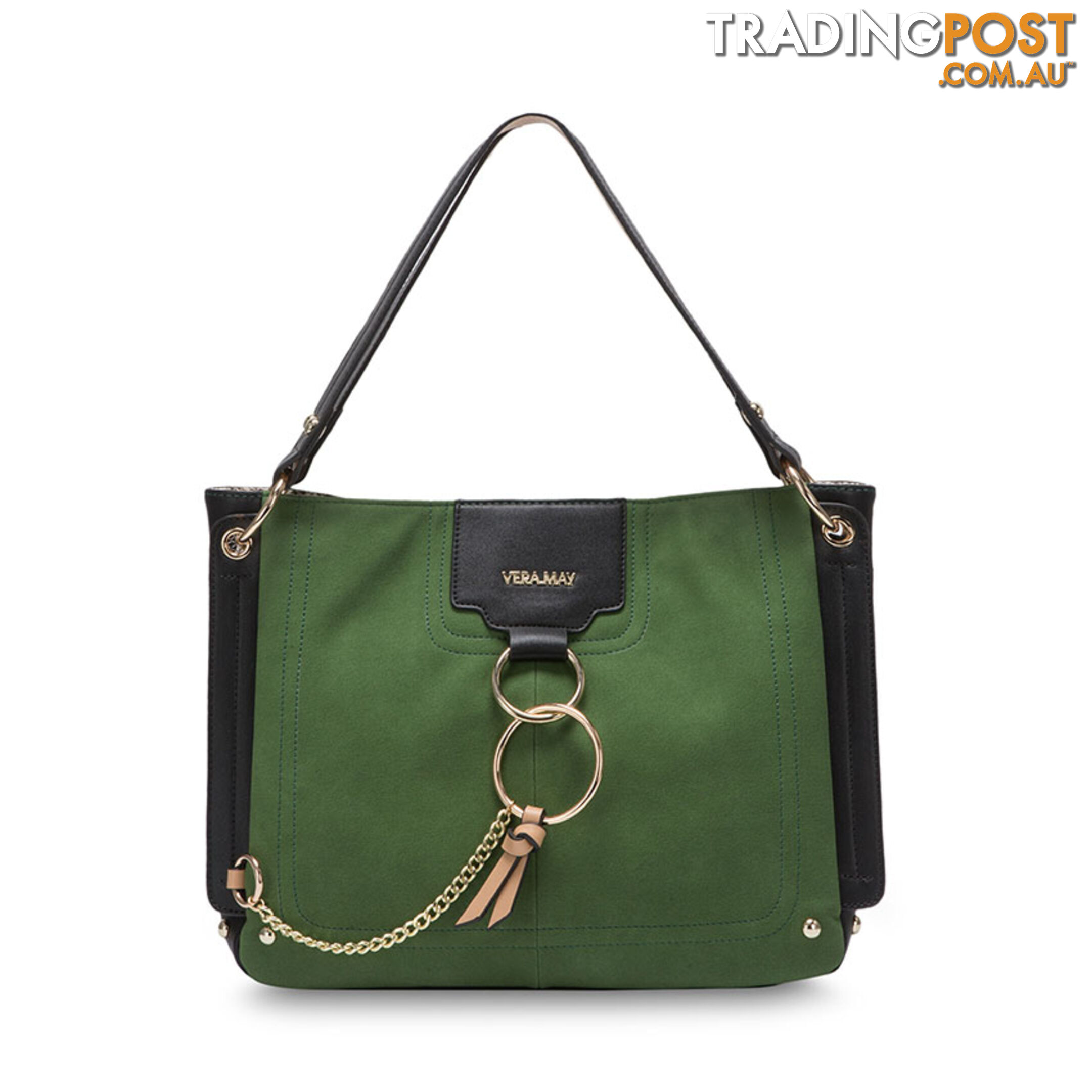 HATTIE Green Faux Leather Womens Handbag