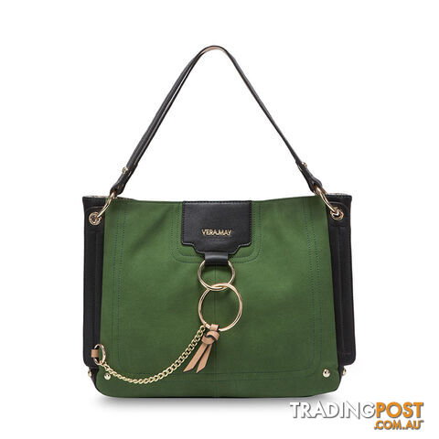 HATTIE Green Faux Leather Womens Handbag