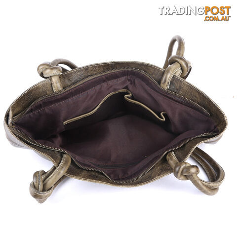 WILEY OLIVE GENUINE LEATHER OVERSIZE LADIES HANDBAG - photo 2 of 7