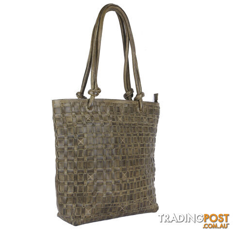 WILEY OLIVE GENUINE LEATHER OVERSIZE LADIES HANDBAG - photo 3 of 7