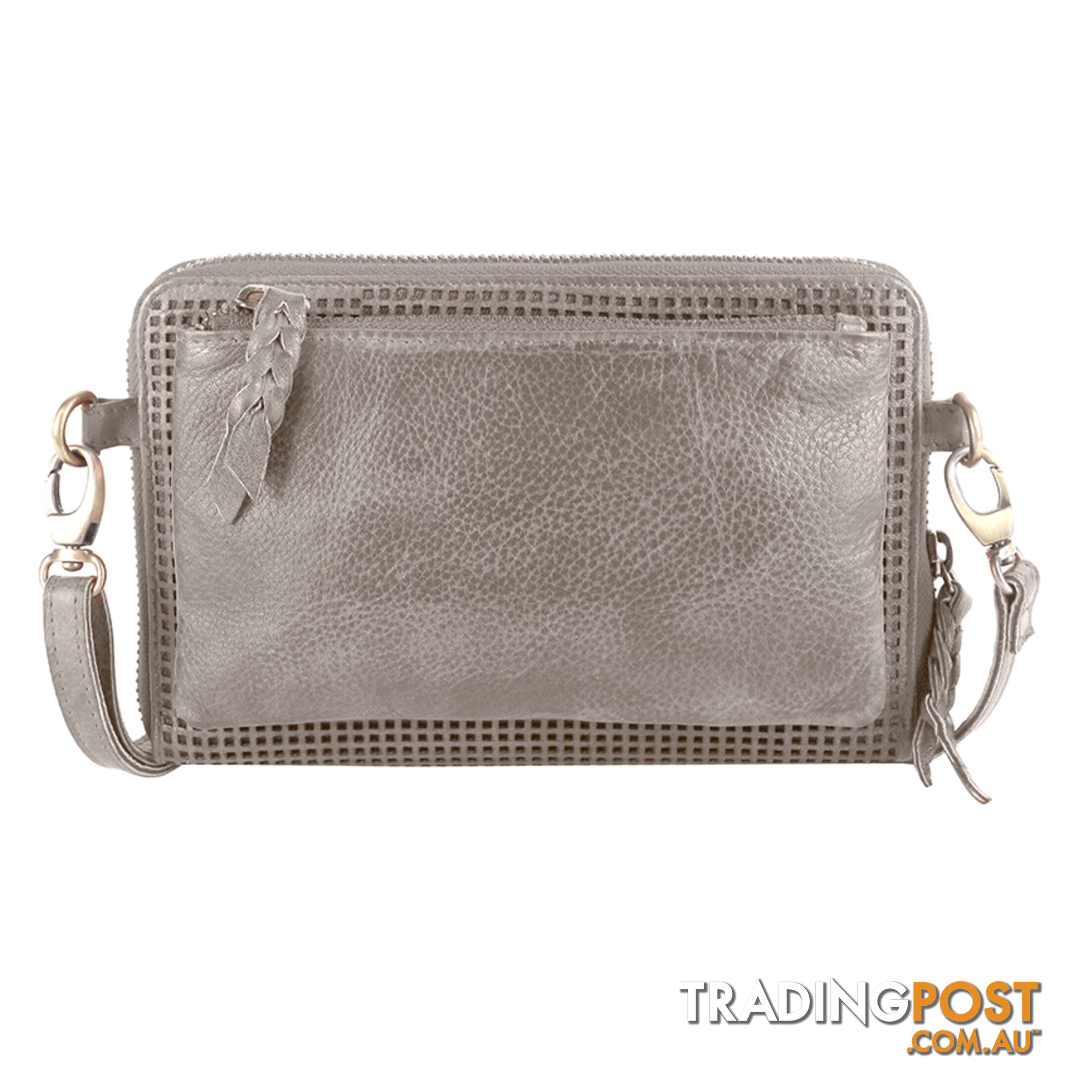 WADE GREY GENUINE LEATHER LARGE WALLET