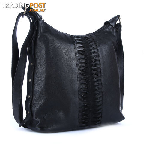 BLAZE Black Genuine Leather Womens Handbag