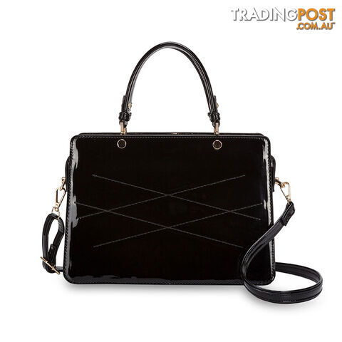 BLOOM Patent Black Vegan Leather Luxe Designer Womens Handbag