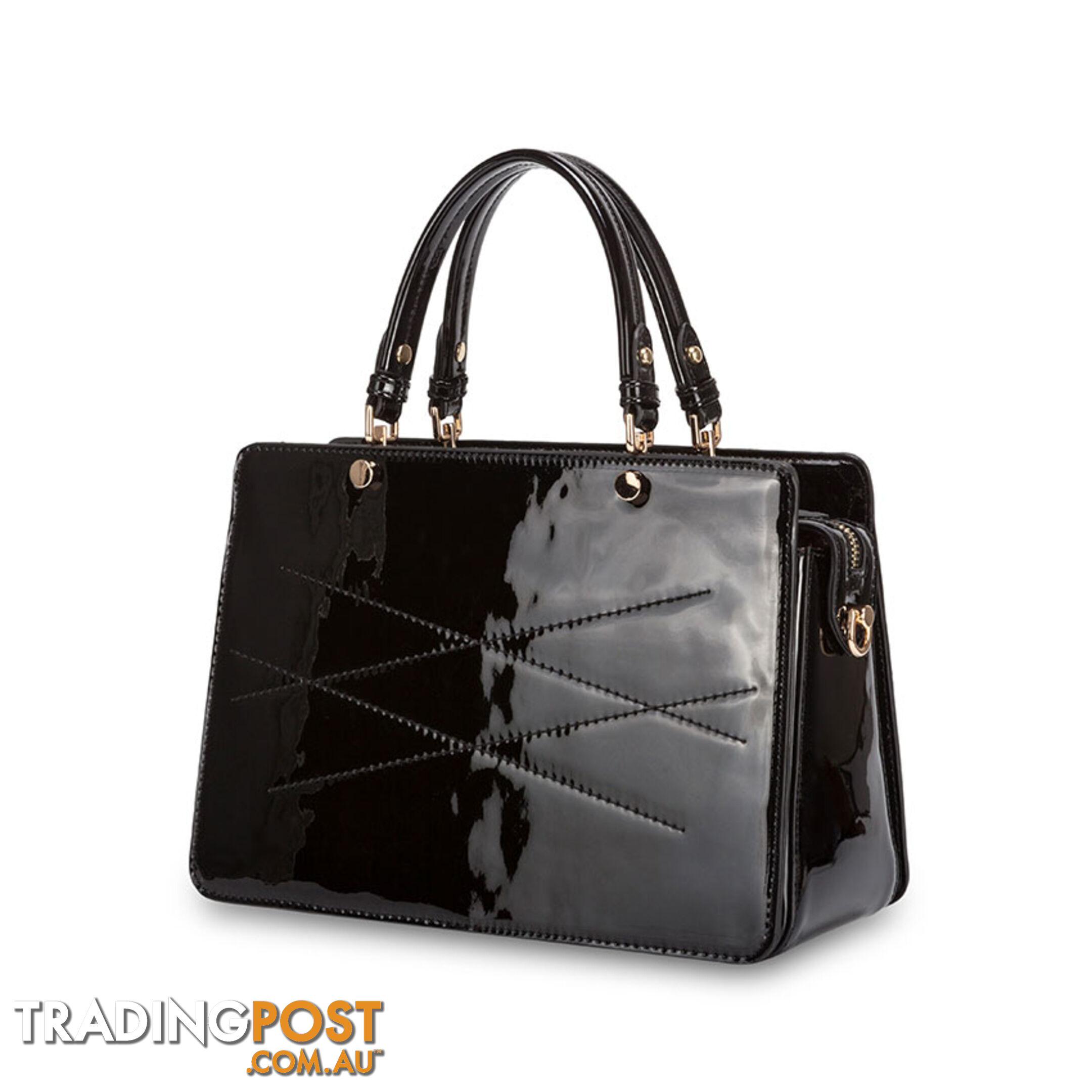 BLOOM Patent Black Vegan Leather Luxe Designer Womens Handbag