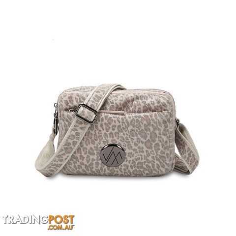 BAMBINA Natural Leopard Genuine Leather  Crossbody Handbag
