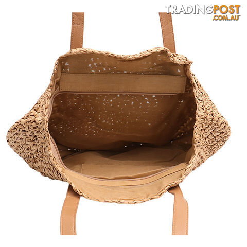 PETITE TAN ROUND SUMMER BEACH BAG