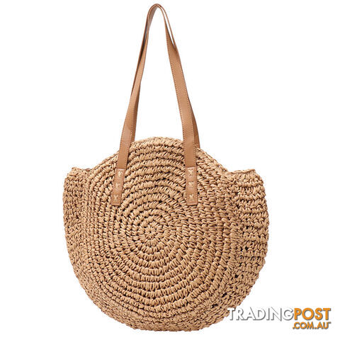 PETITE TAN ROUND SUMMER BEACH BAG