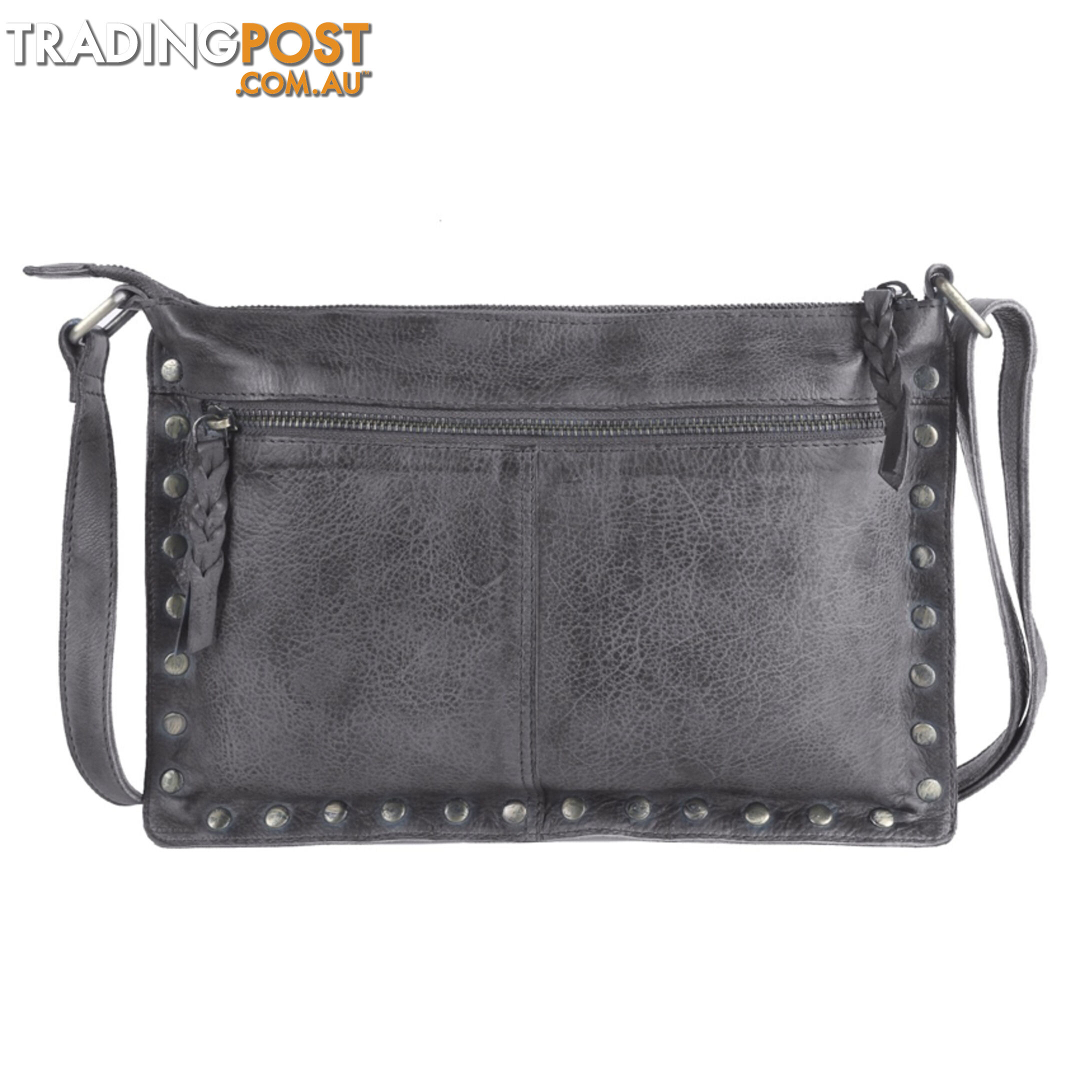 WILD DARK GREY GENUINE LEATHER LADIES HANDBAG