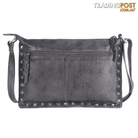 WILD DARK GREY GENUINE LEATHER LADIES HANDBAG