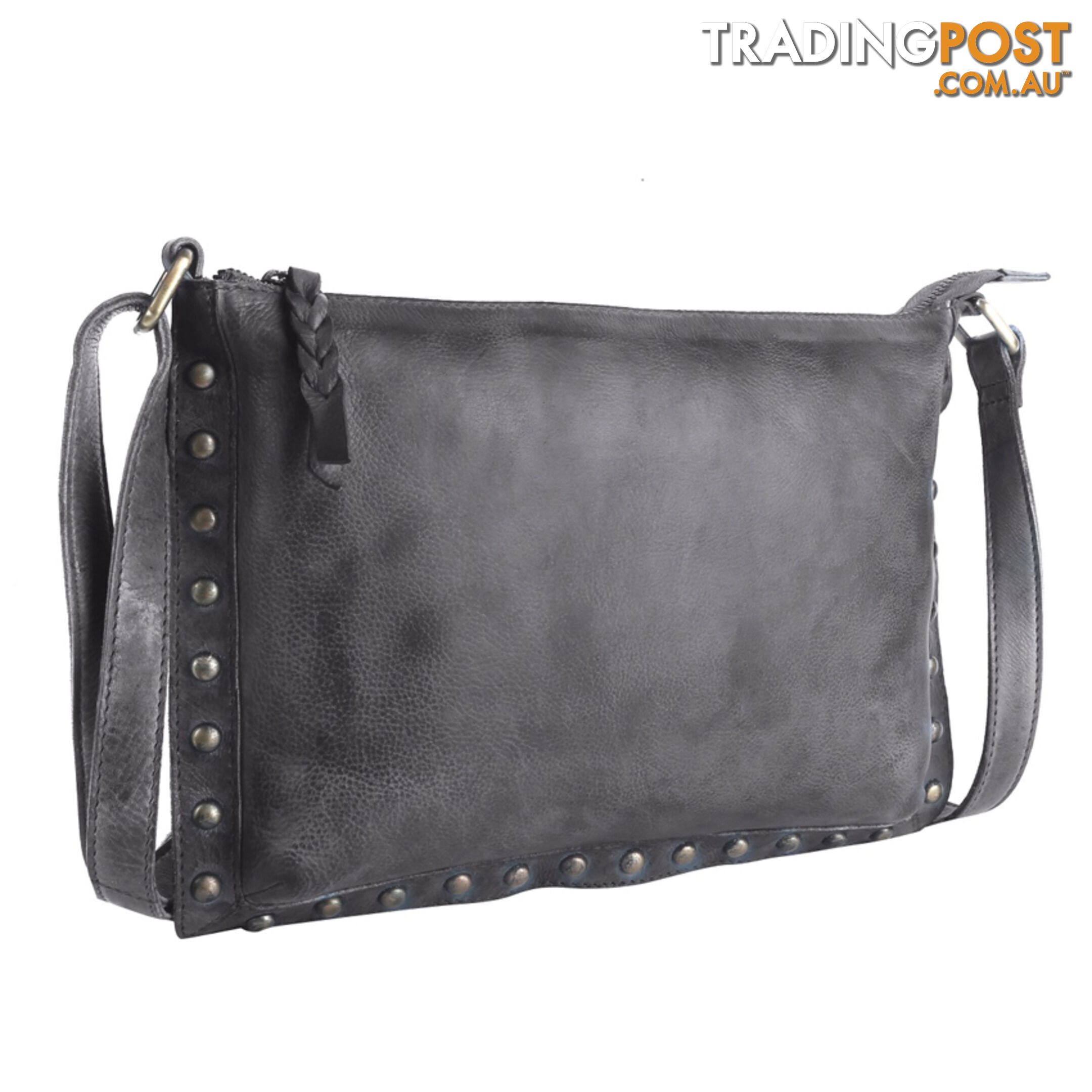 WILD DARK GREY GENUINE LEATHER LADIES HANDBAG