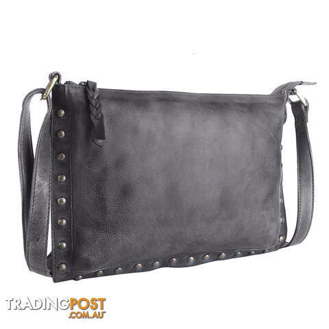 WILD DARK GREY GENUINE LEATHER LADIES HANDBAG