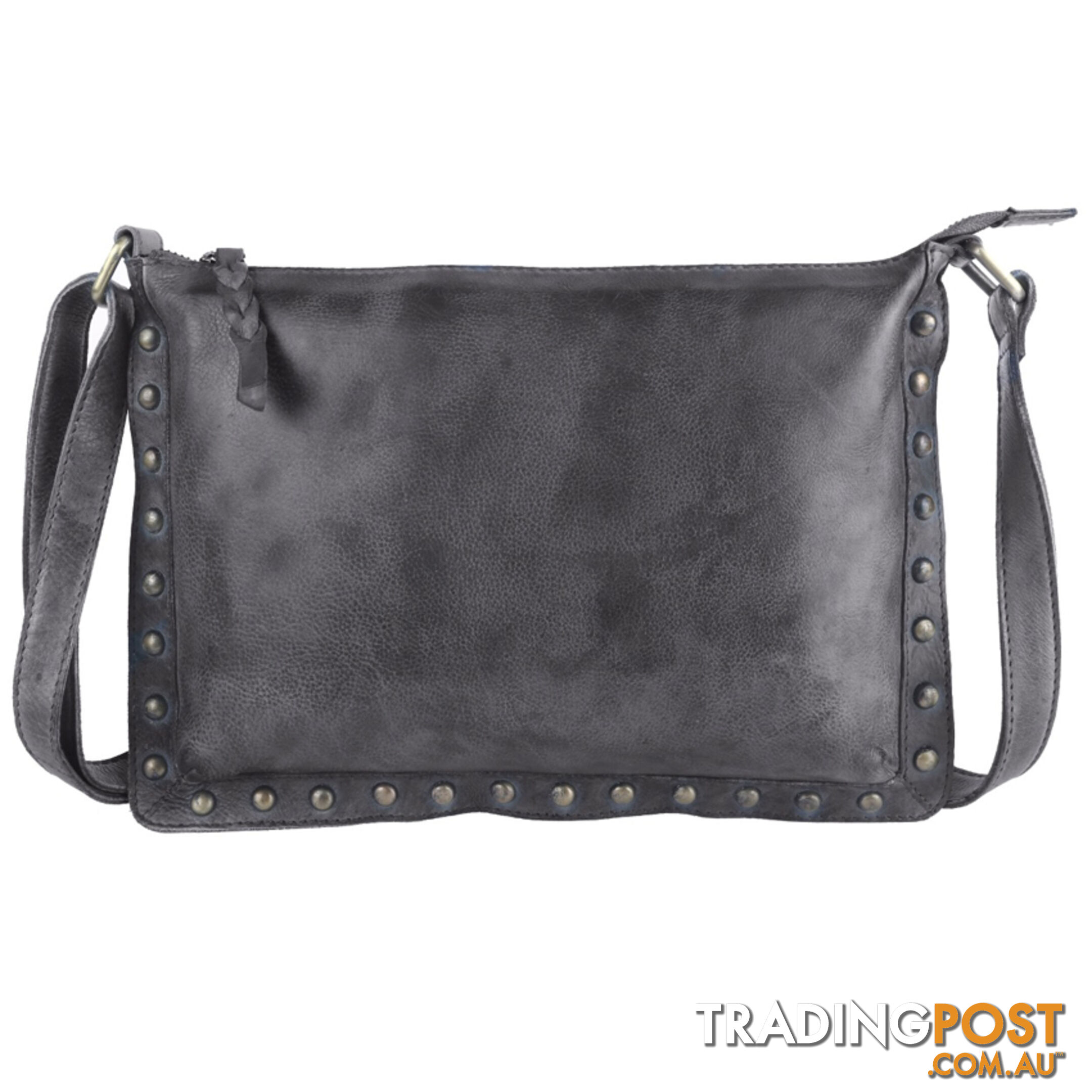 WILD DARK GREY GENUINE LEATHER LADIES HANDBAG