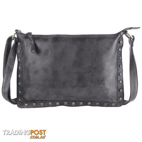 WILD DARK GREY GENUINE LEATHER LADIES HANDBAG