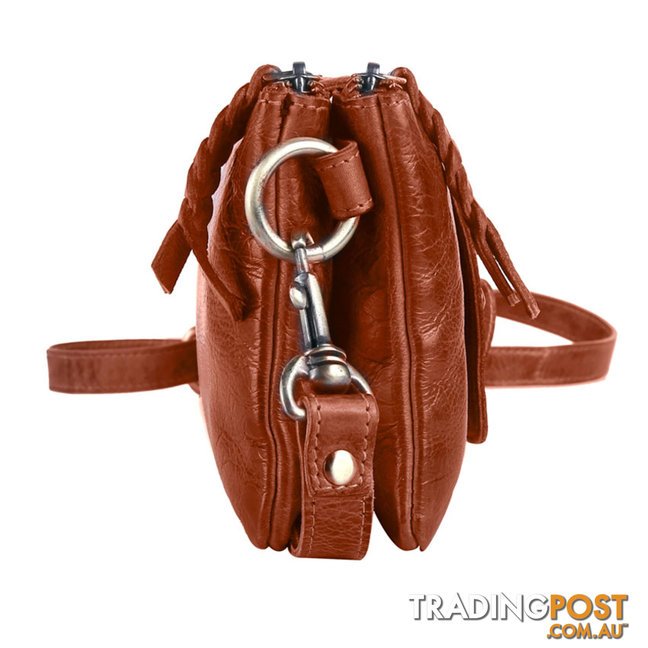 BENTO Tan Genuine Leather Womens Crossbody Bag