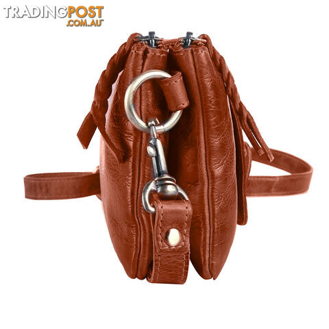 BENTO Tan Genuine Leather Womens Crossbody Bag