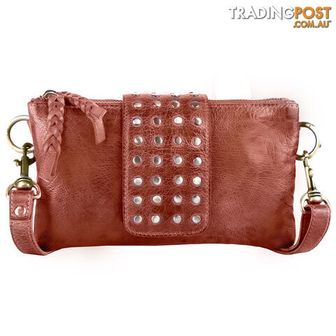 BENTO Tan Genuine Leather Womens Crossbody Bag