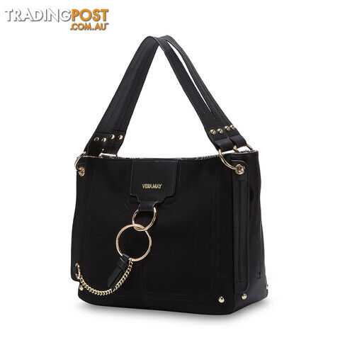 HATTIE Black Faux Leather Womens Handbag